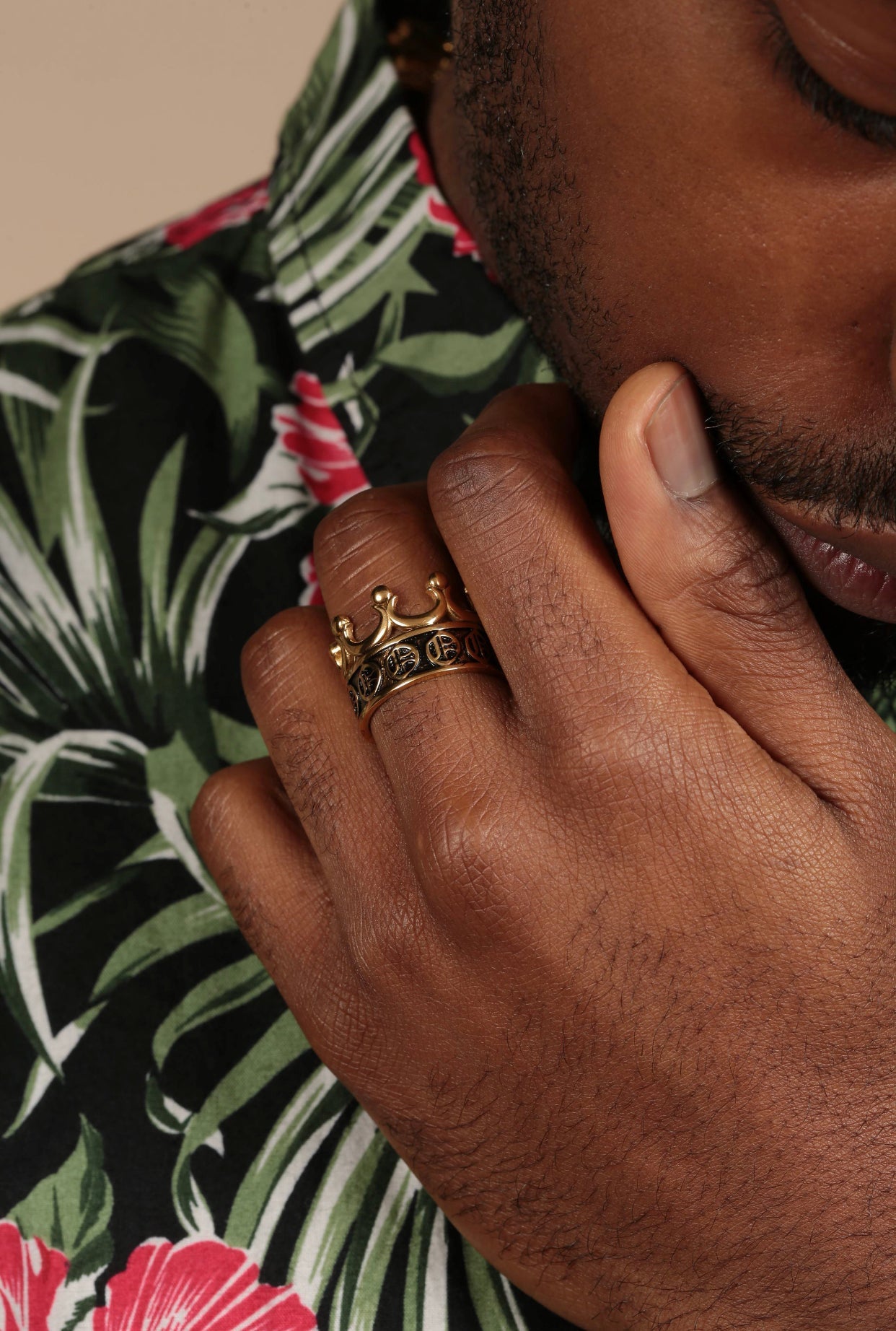 Olokun Enamel Tainted Crown Royal Ring (GOLD)
