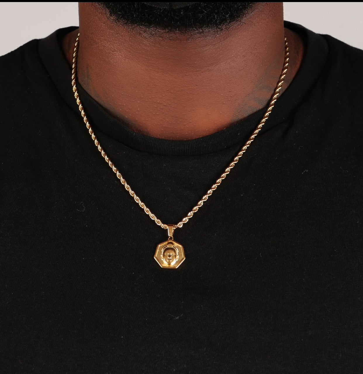 Heptagon cut ORI Head with 3MM Rope Chain (GOLD)