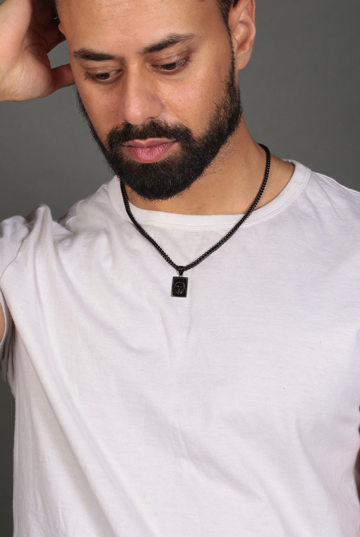 Rectangular cut ORI Head with 3MM Franco Chain (BLACK)