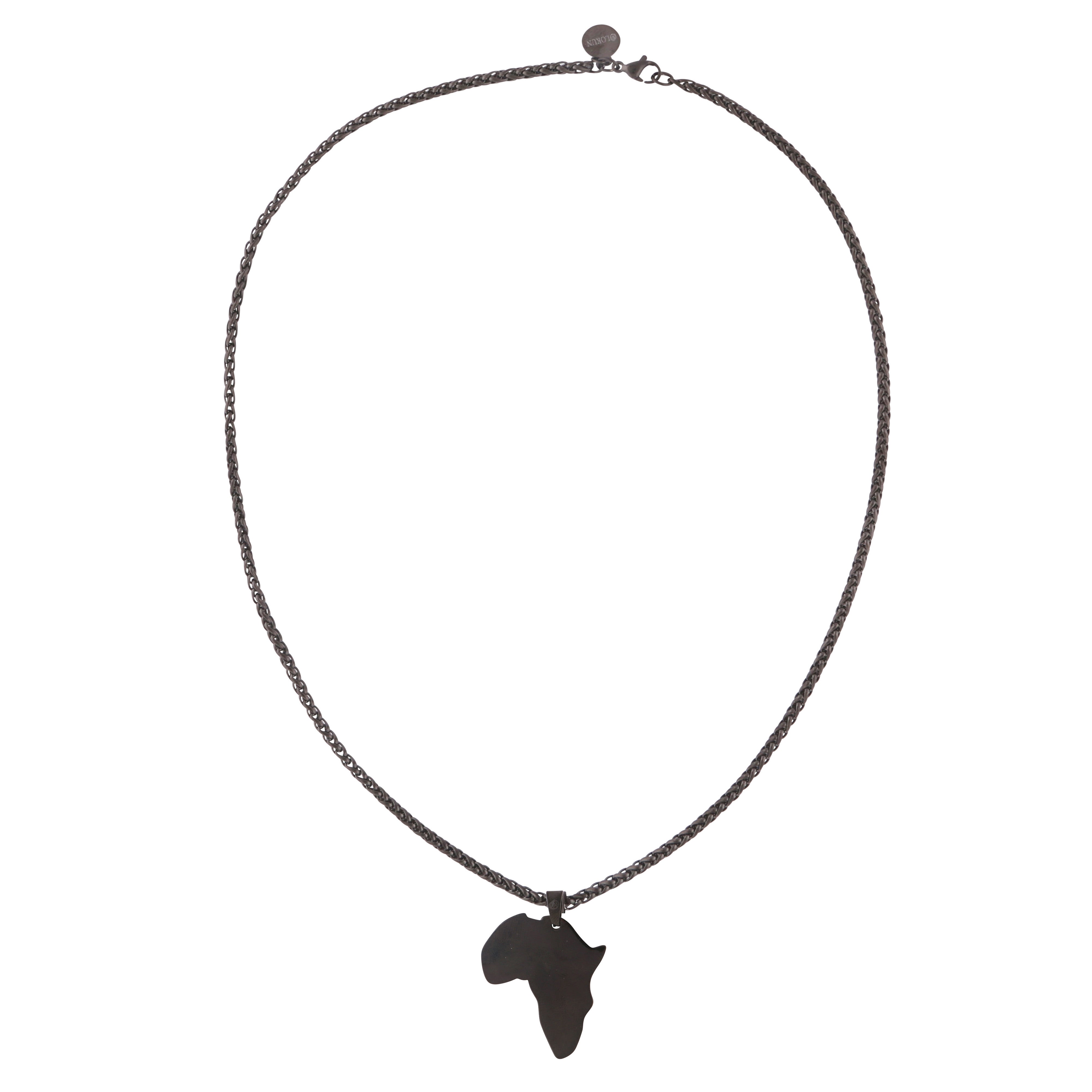 African Pendant with 3MM WHEAT CHAIN (BLACK)