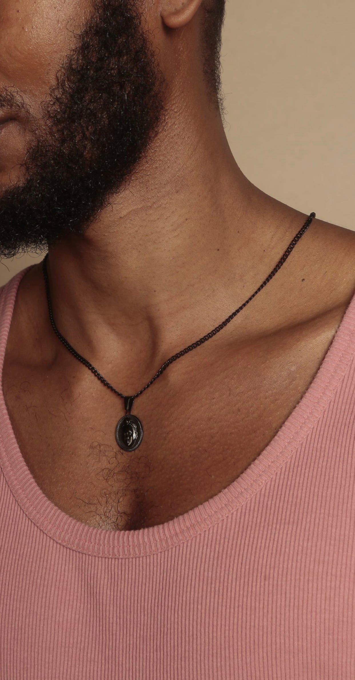 Circle cut ORI Head with 3MM Rope Chain (BLACK)