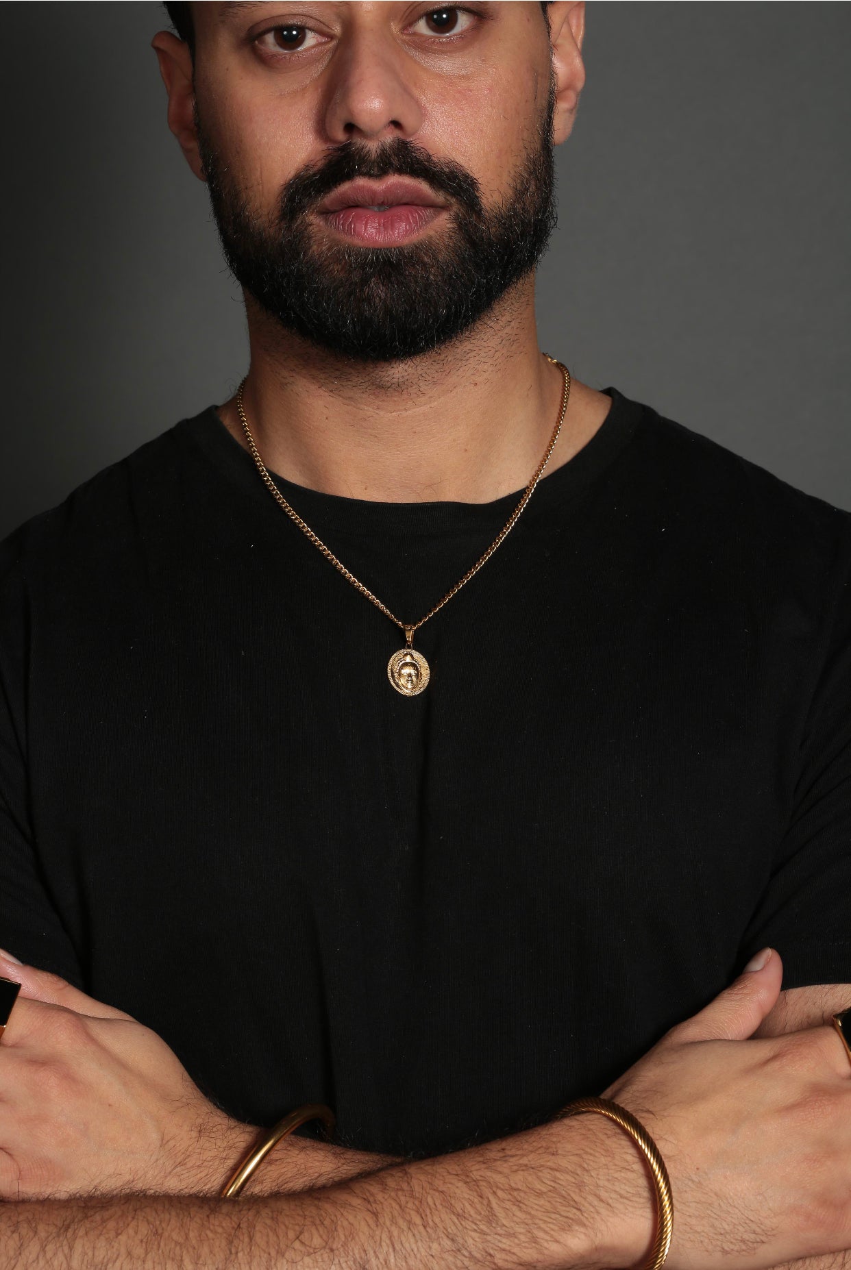 Circle cut ORI Head with 3MM Cuba Chain (GOLD)