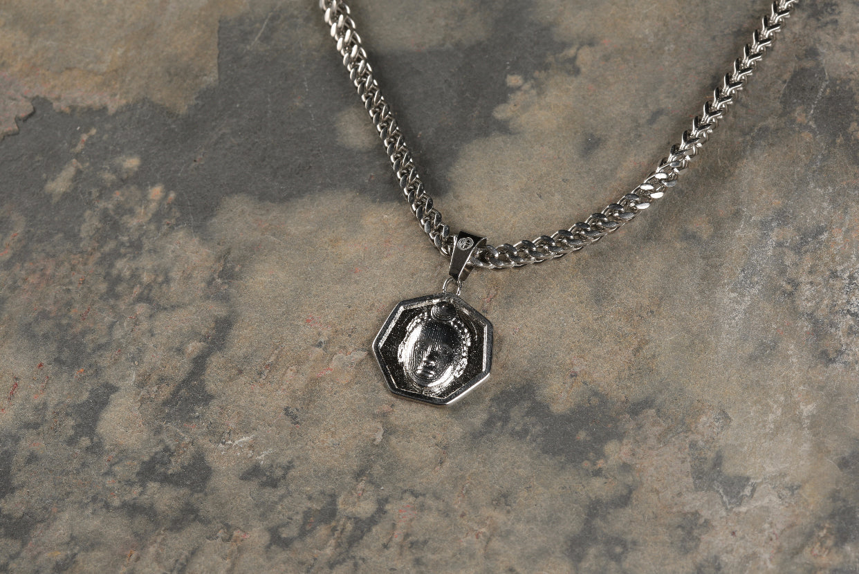 Heptagon cut ORI Head with 3MM Franco Chain (SILVER)