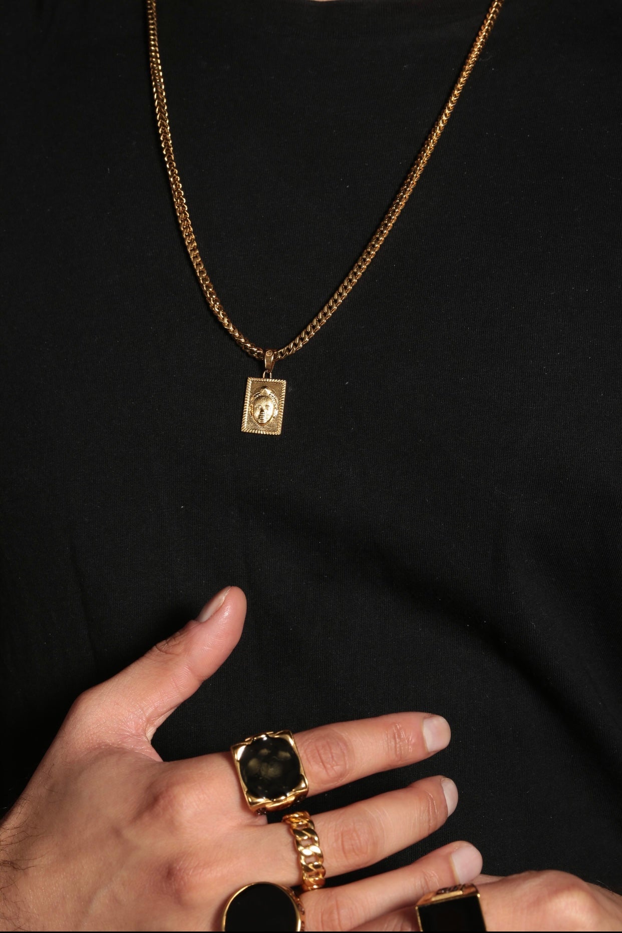 Rectangular cut ORI Head with 3MM Franco Chain (GOLD)