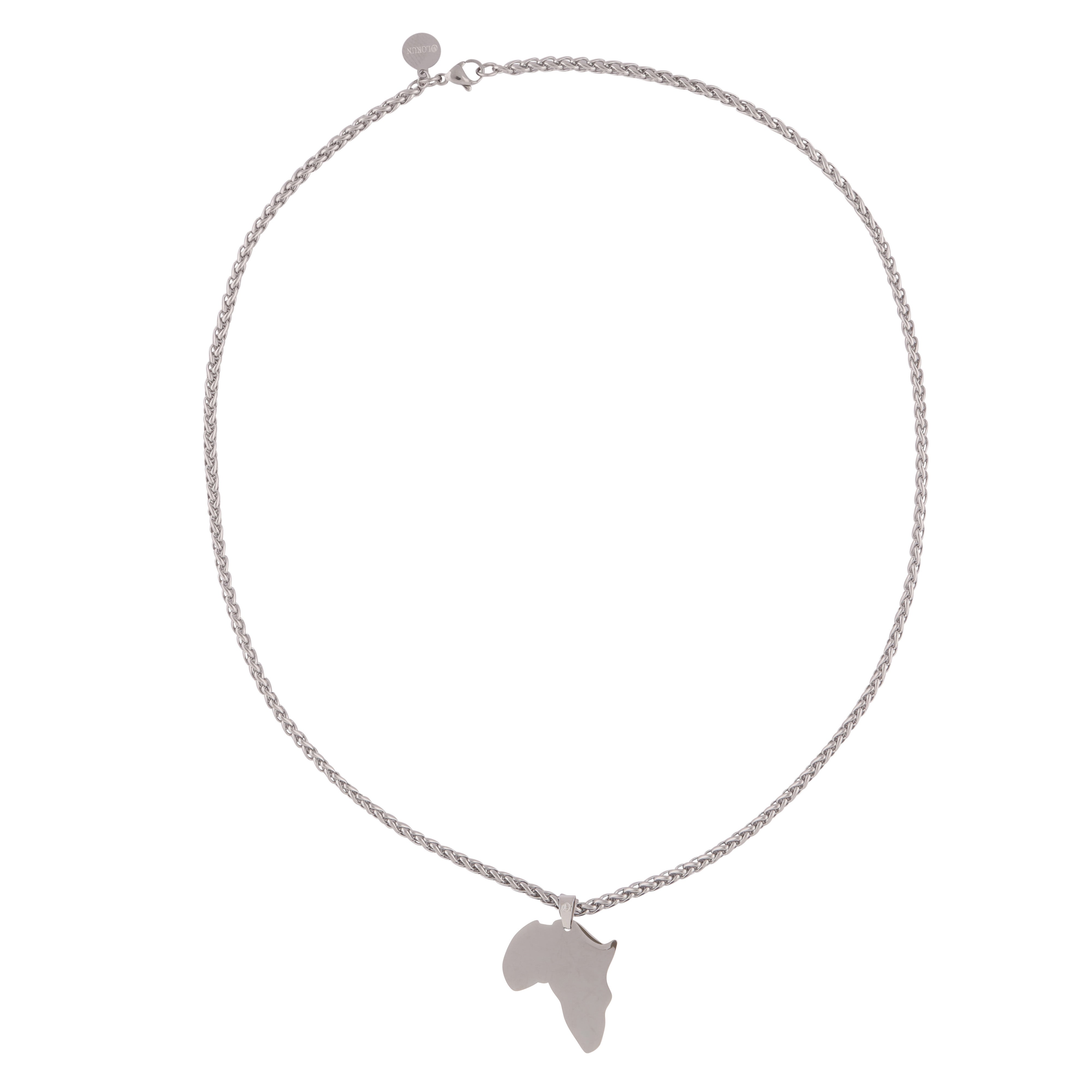 African Pendant with 3MM WHEAT CHAIN (SILVER)