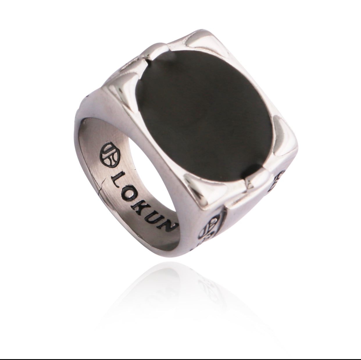Olokun Enamel Antique Square Royal Ring (SILVER)