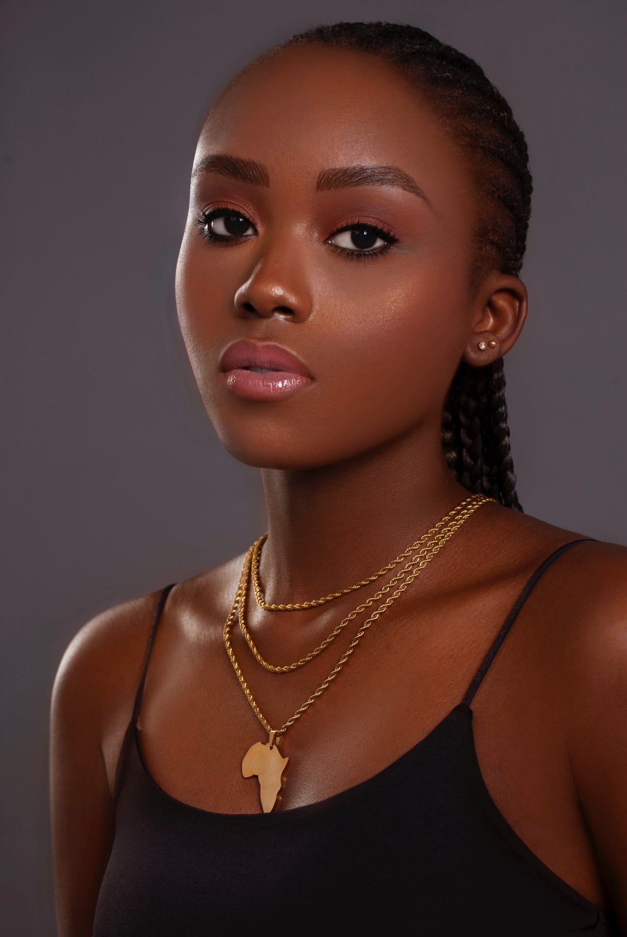 African Pendant with 3MM ROPE CHAIN (GOLD)