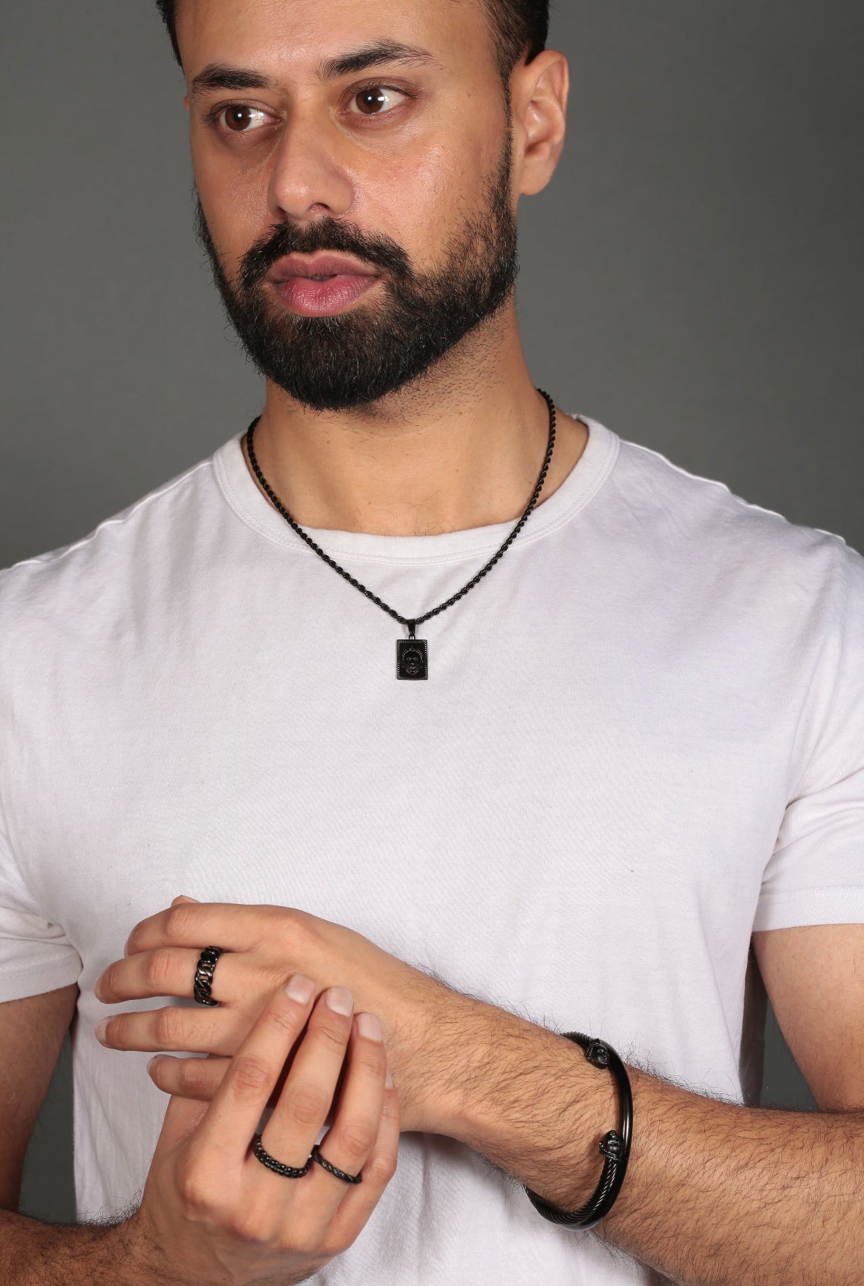 Rectangular cut ORI Head with 3MM Rope Chain (BLACK)
