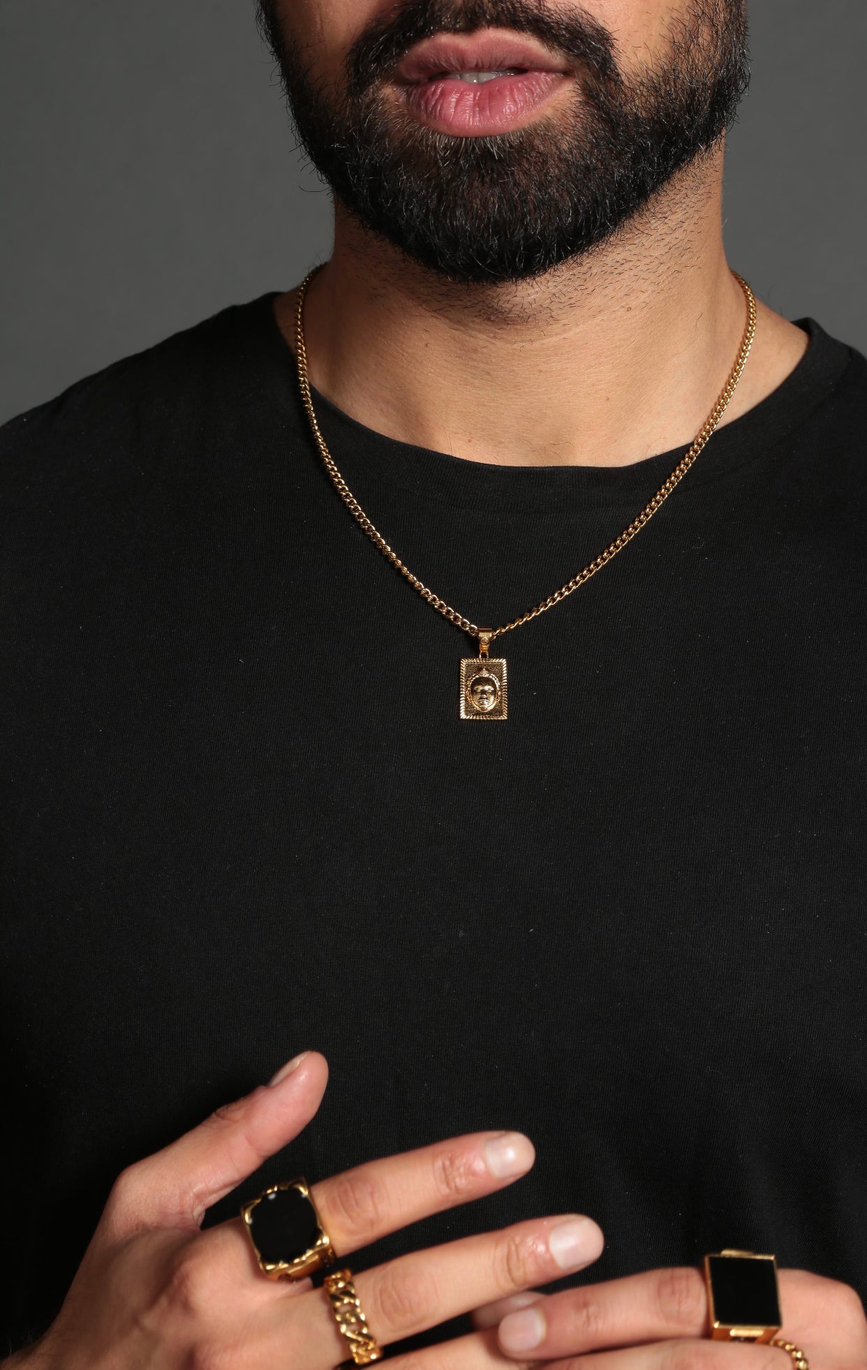 Rectangular cut ORI Head with 3MM Cuba Chain (GOLD)