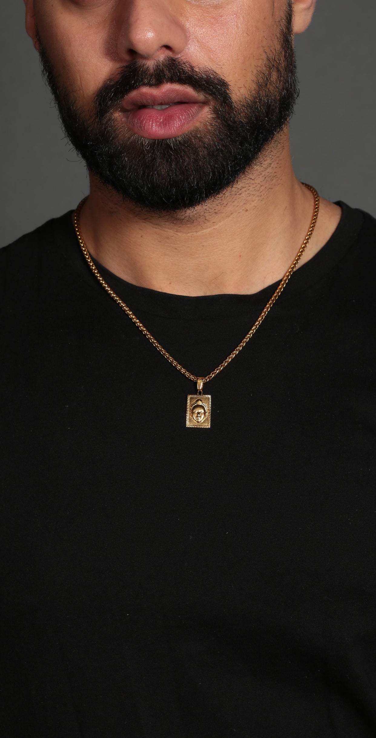 Rectangular cut ORI Head with 3MM Wheat Chain (GOLD)