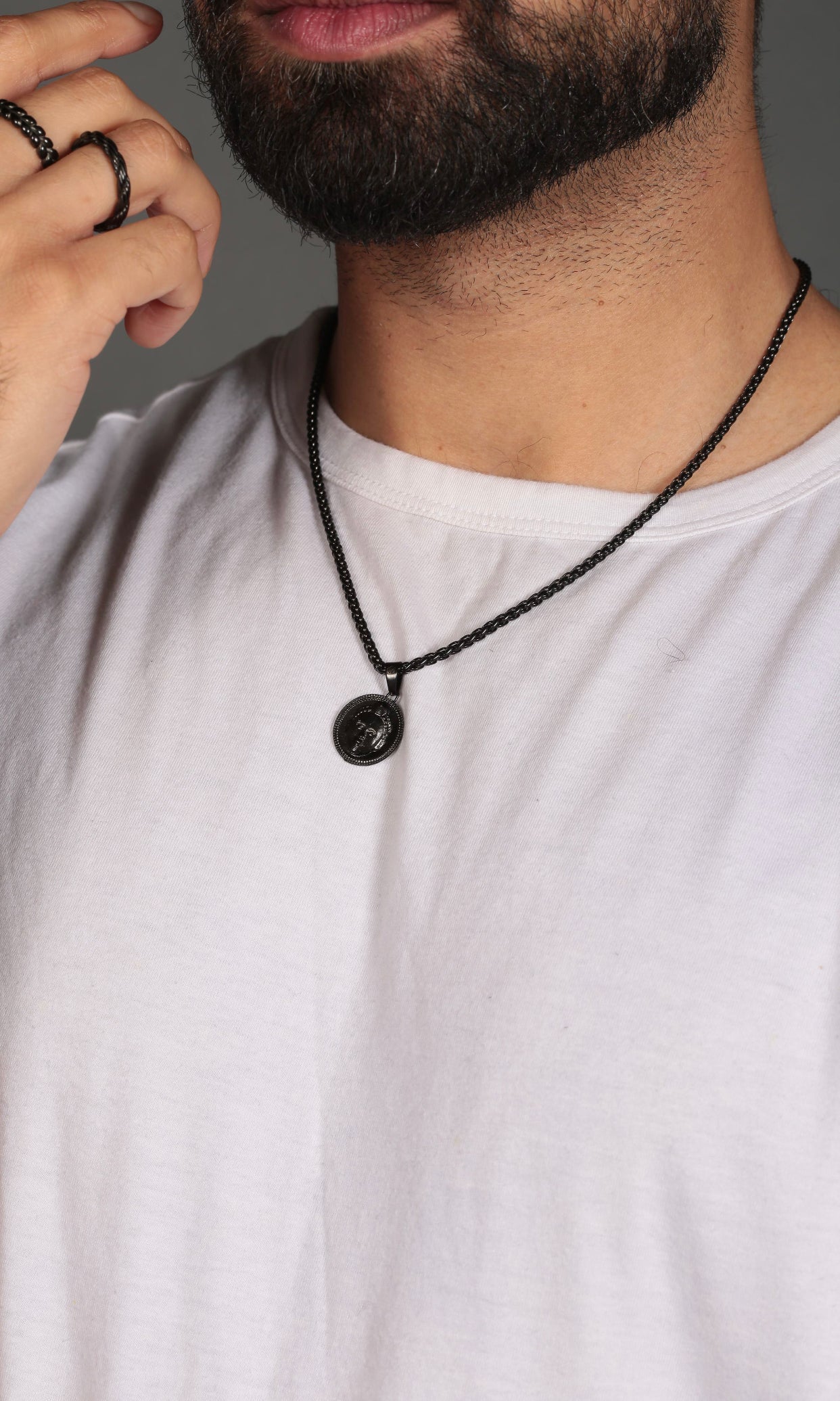 Circle cut ORI Head with 3MM Wheat Chain (BLACK)