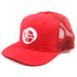 Red Olokun Varsity Mesh Cap with a slightly Curved Peak.