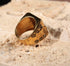 Olokun Enamel Tainted Antique Square Royal Ring (GOLD).