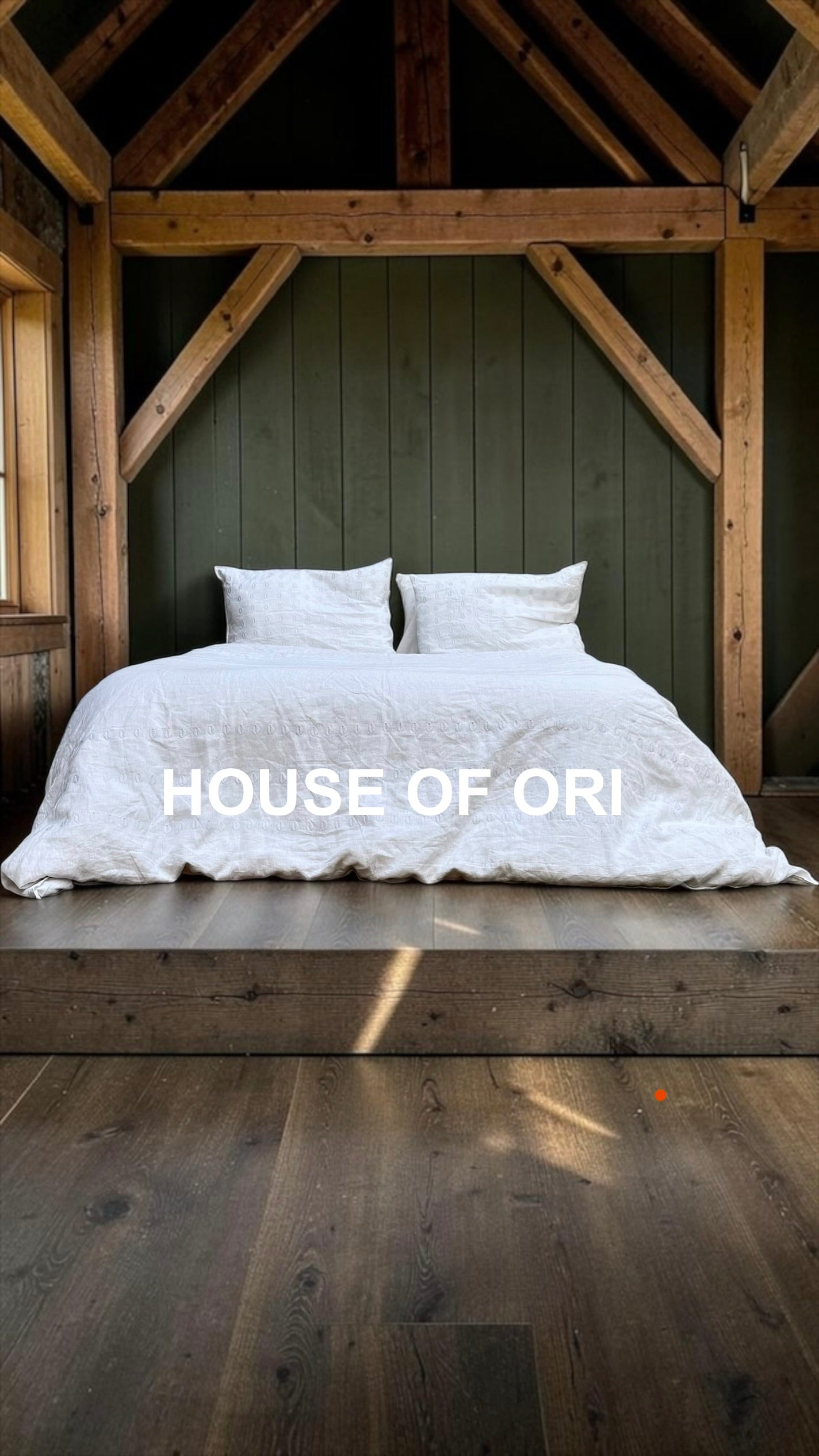 Ori White Linen Cowrie Duvet Cover