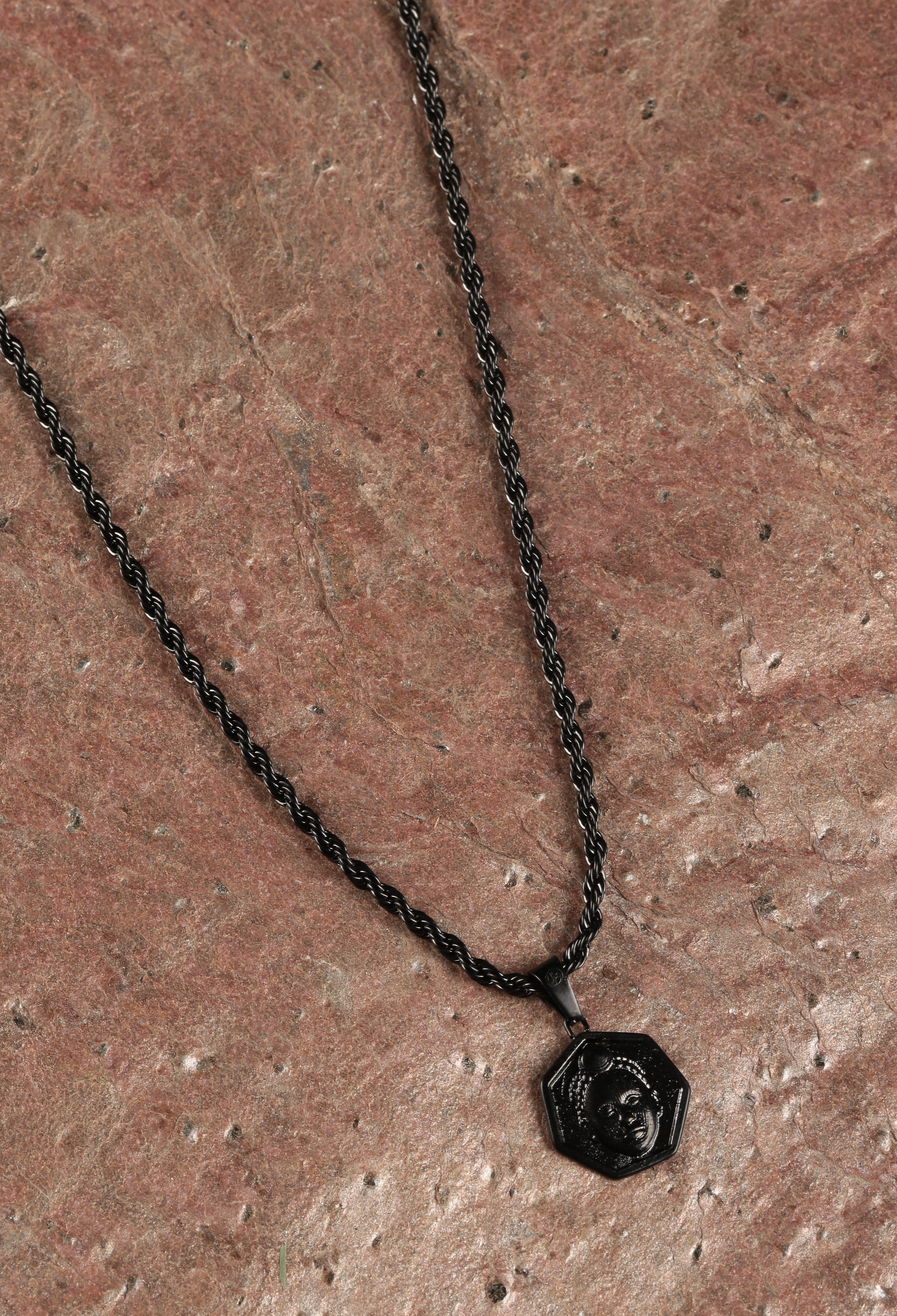 Heptagon cut ORI Head with 3MM Rope Chain (BLACK)