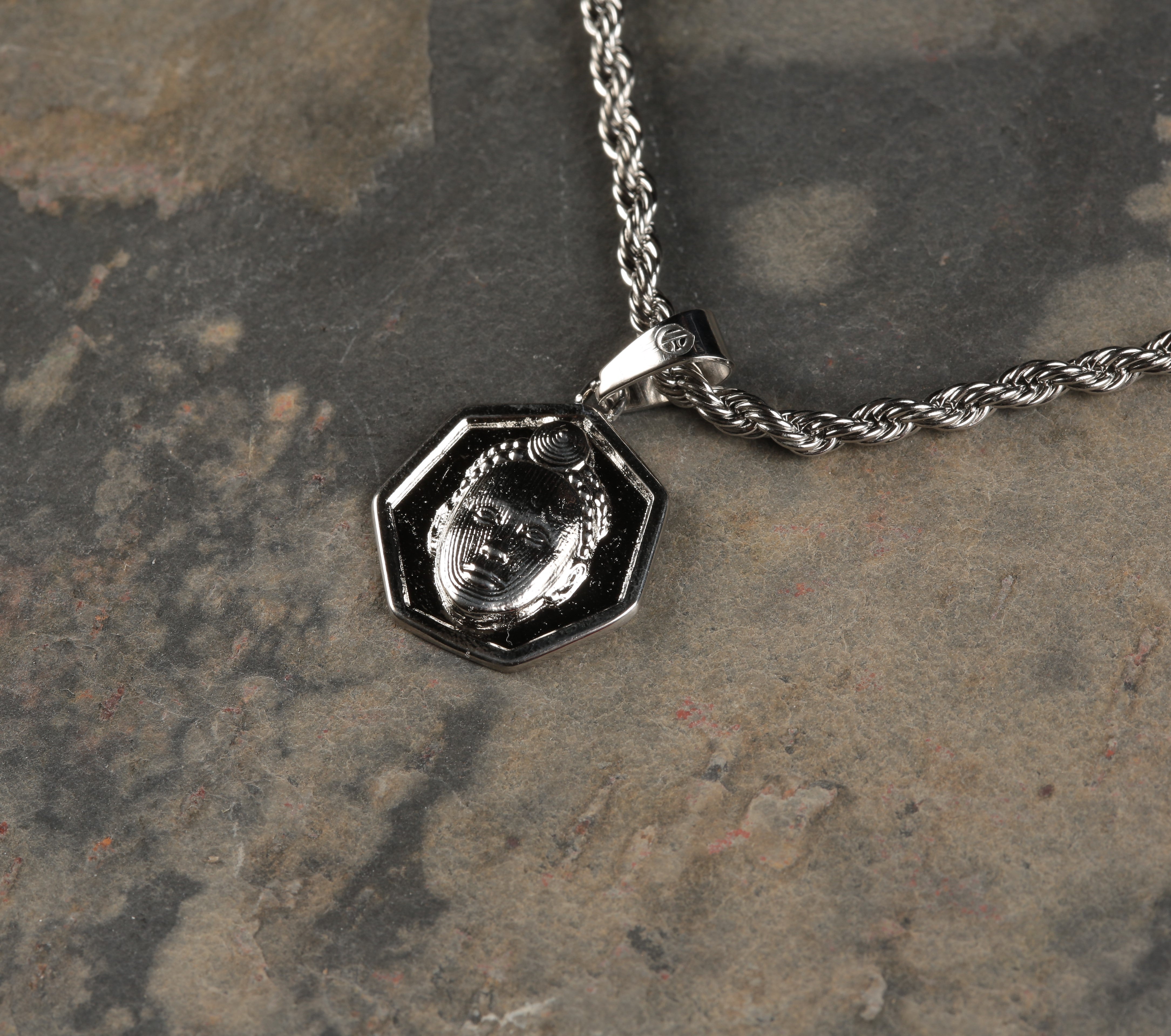 Heptagon cut ORI Head with 3MM Rope Chain (SILVER)