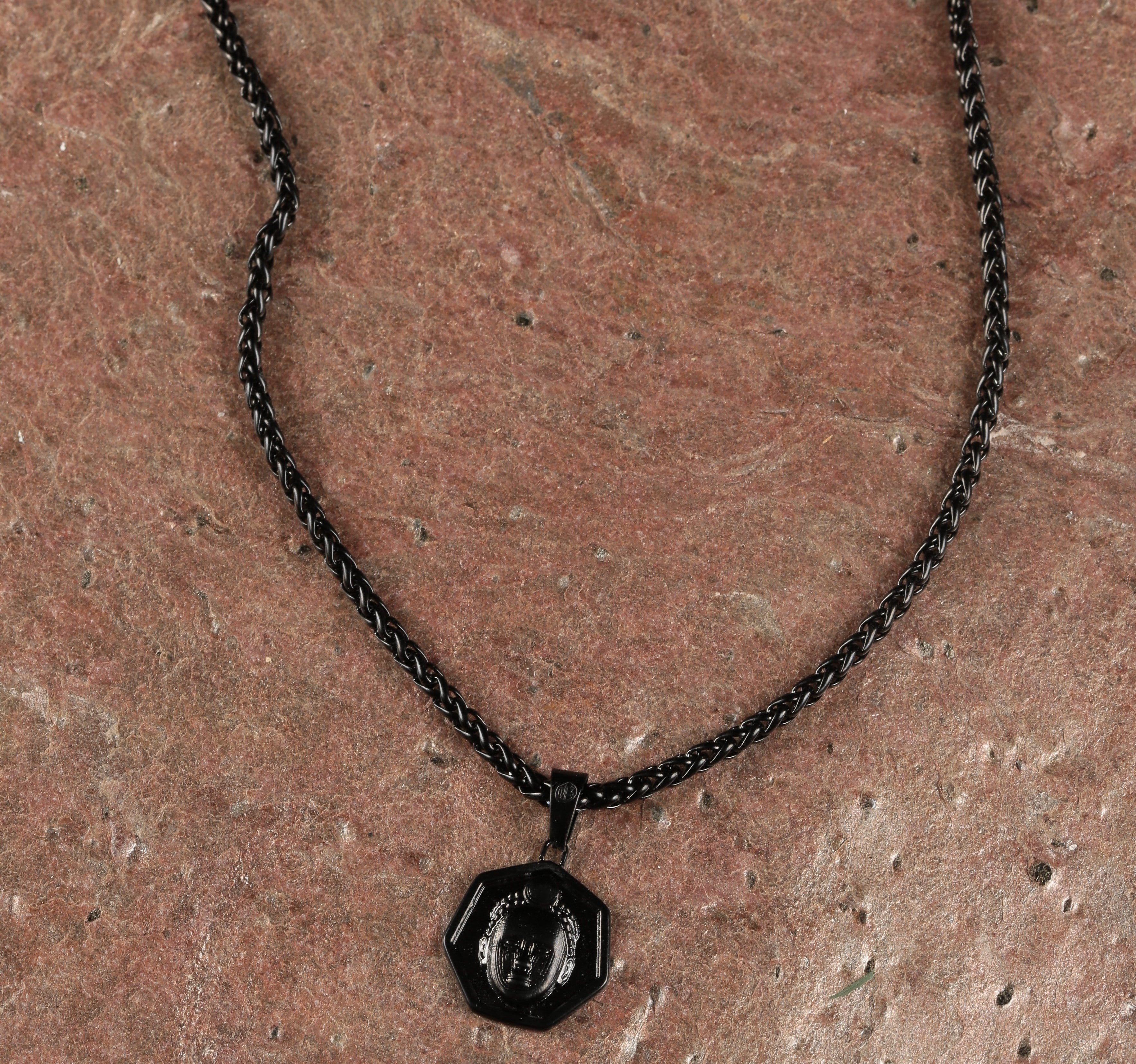 Heptagon cut ORI Head with 3MM Wheat Chain (BLACK)
