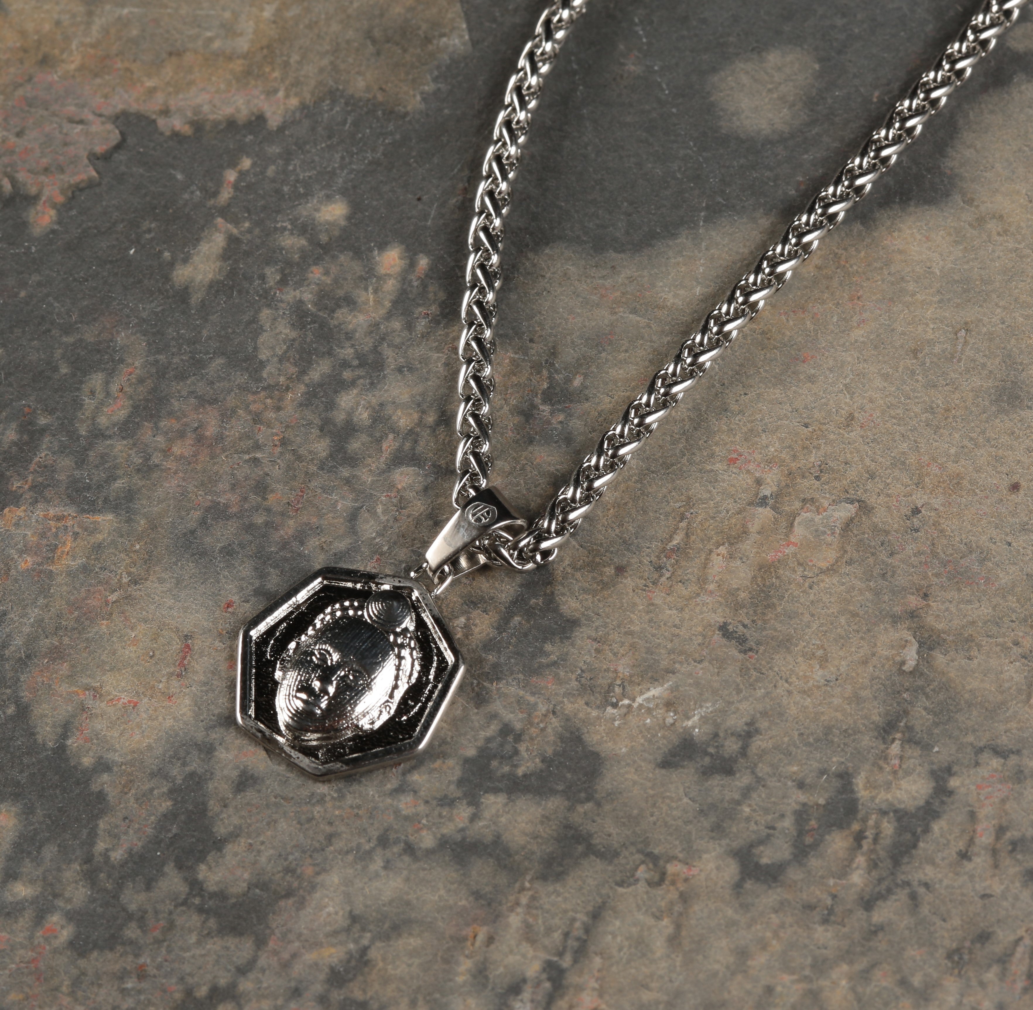 Heptagon cut ORI Head with 3MM Wheat Chain (SILVER)